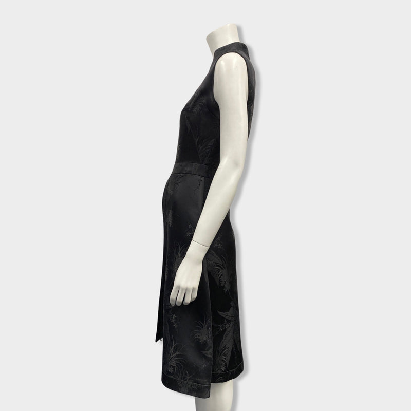 ALEXANDER MCQUEEN black floral-embroidered silk dress