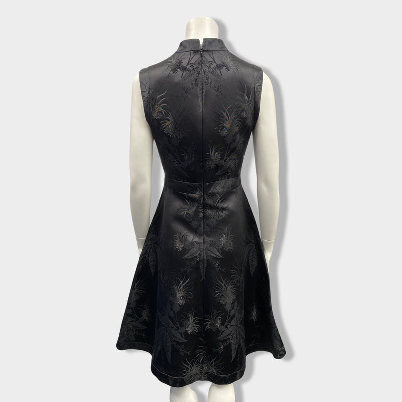 ALEXANDER MCQUEEN black floral-embroidered silk dress