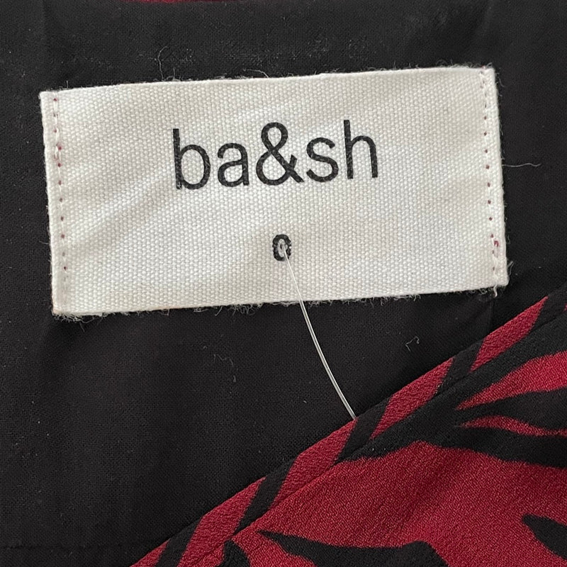BA&SH burgundy animal print viscose belted dress | Size 0