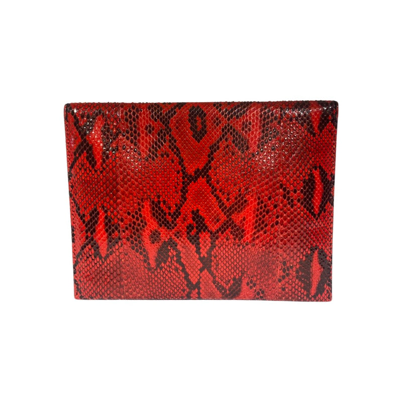 pre-loved BALLY red python leather clutch 