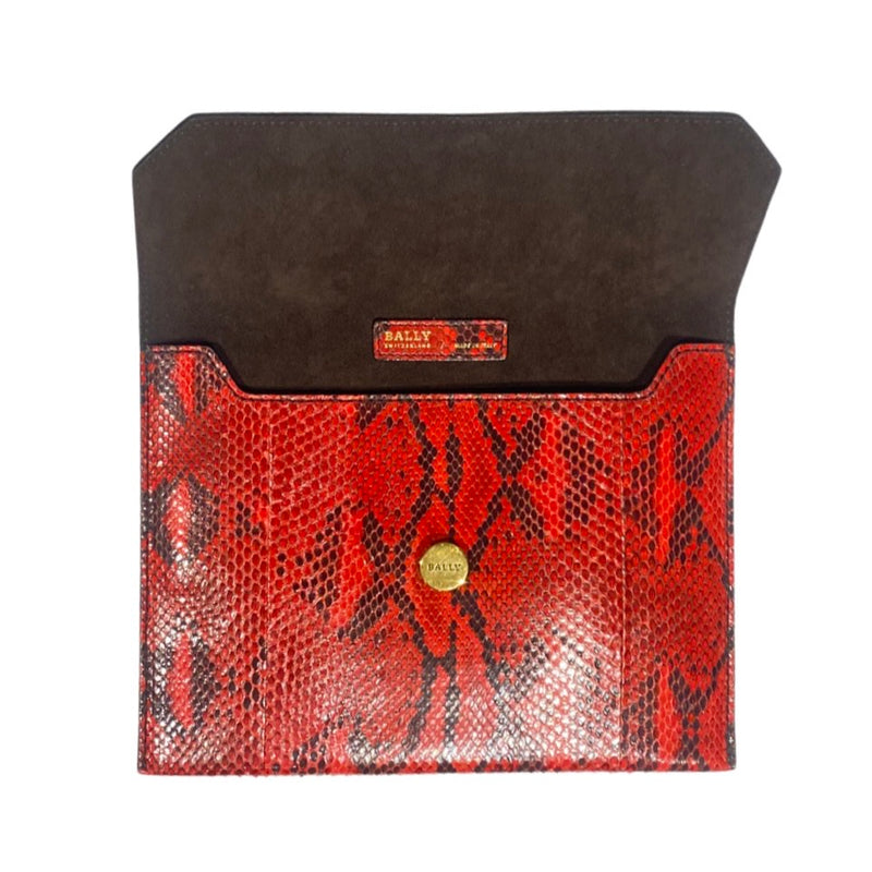 BALLY red python leather clutch