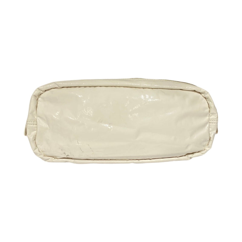 pre-loved PRADA white and gold cosmetic pouch 