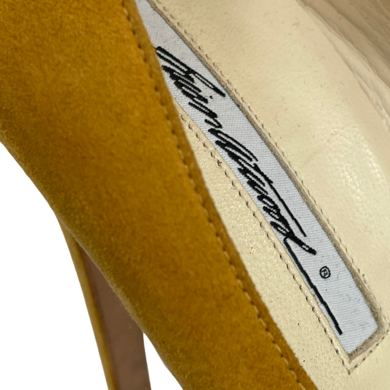 Brian Atwood mustard suede platform heels