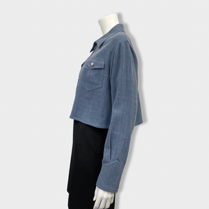 second-hand CHANEL blue cotton cropped jacket | Size FR40