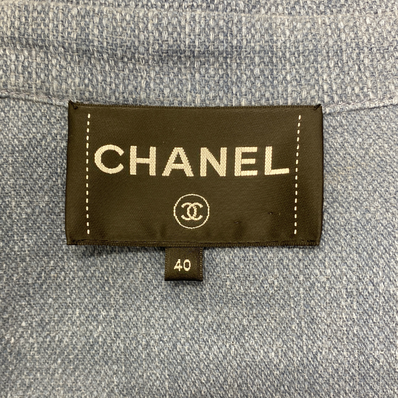 CHANEL blue cotton cropped jacket