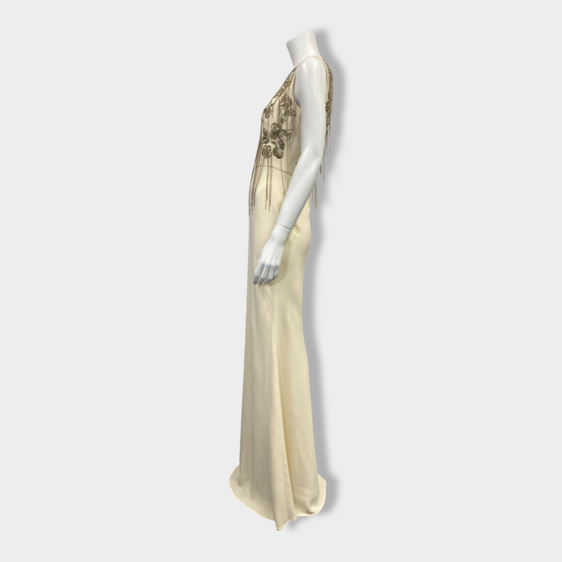 second-hand ALEXANDER MCQUEEN ecru gown | Size UK10