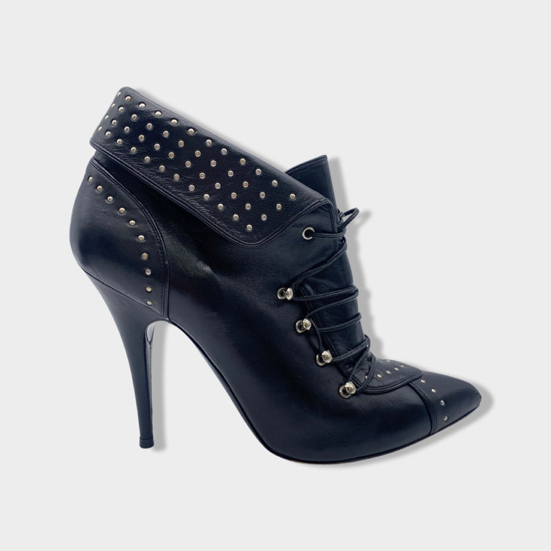 pre-owned TABITHA SIMMONS black studded leather boots | Size EU40 UK7