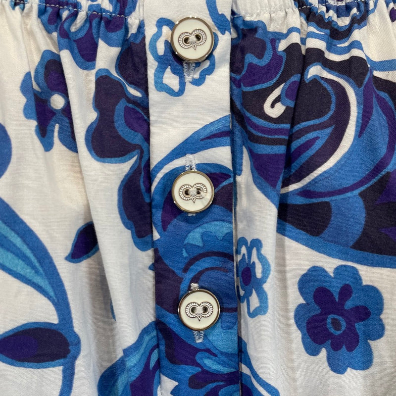 CAROLINE CONSTAS white and blue floral print cotton maxi dress