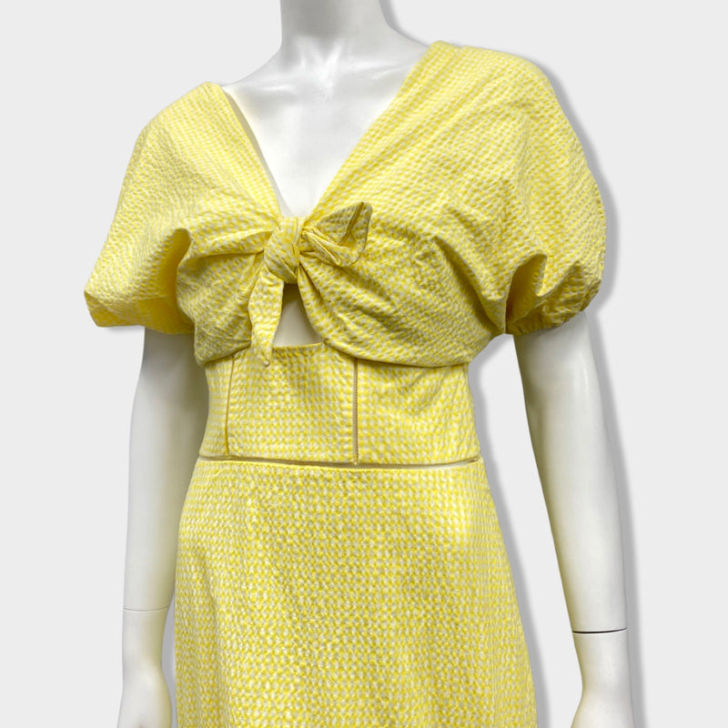JONATHAN SIMKHAI white and yellow checked cotton maxi dress