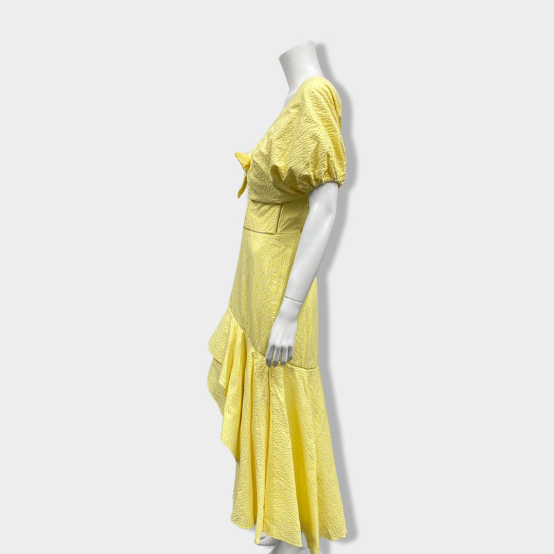 JONATHAN SIMKHAI white and yellow checked cotton maxi dress