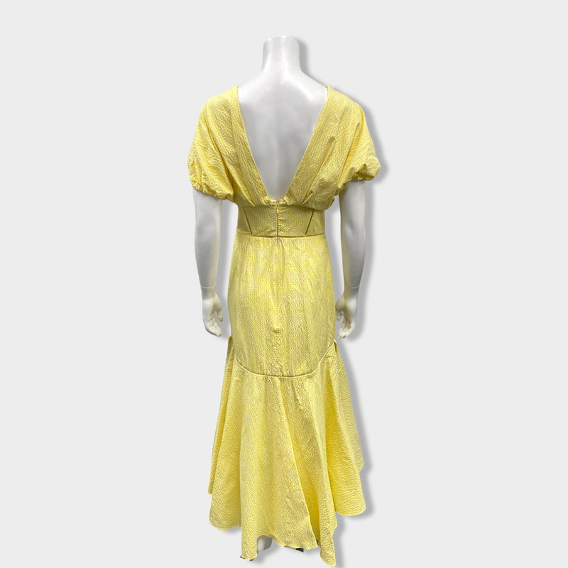 JONATHAN SIMKHAI white and yellow checked cotton maxi dress