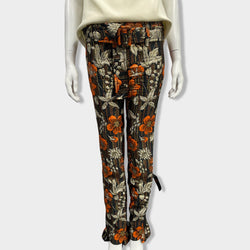 PRADA orange and black brocade floral print trousers