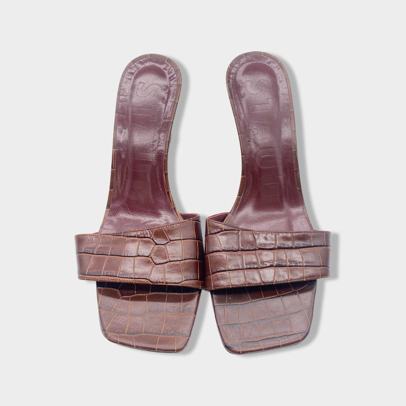 second-hand STAUD brown vegan leather platform sandals | Size EU39.5 UK6.5