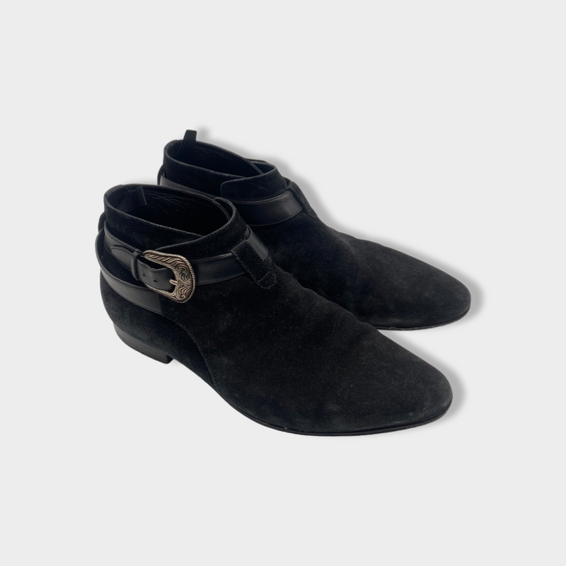 SAINT LAURENT black suede boots