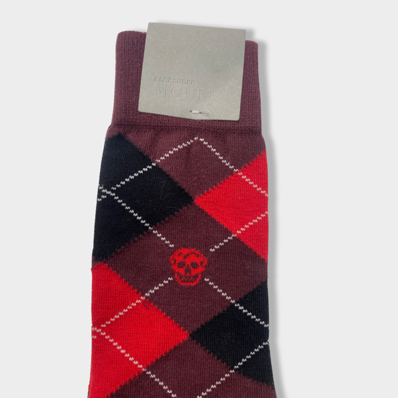 pre-owned ALEXANDER MCQUEEN red woolen socks | Size One Size