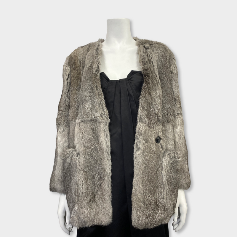 MAJE grey fur coat