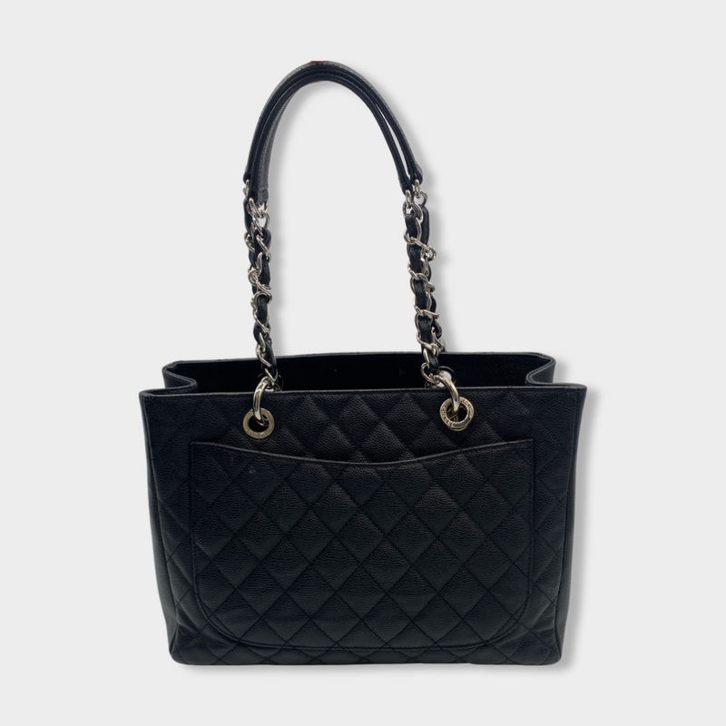second-hand CHANEL black leather Grand Shopping tote