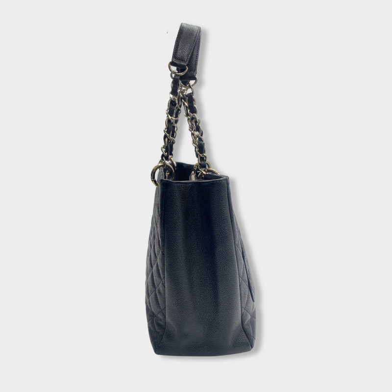 second-hand CHANEL black leather Grand Shopping tote