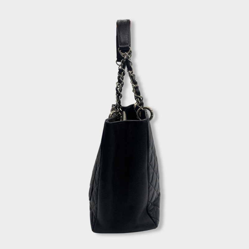CHANEL black leather Grand Shopping tote