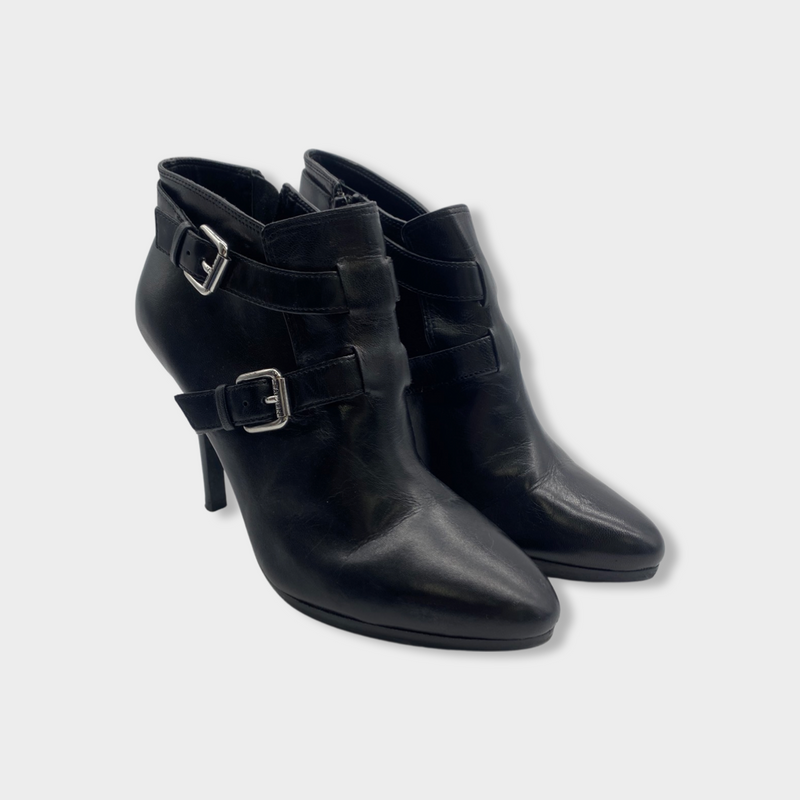 RALPH LAUREN black leather ankle boots