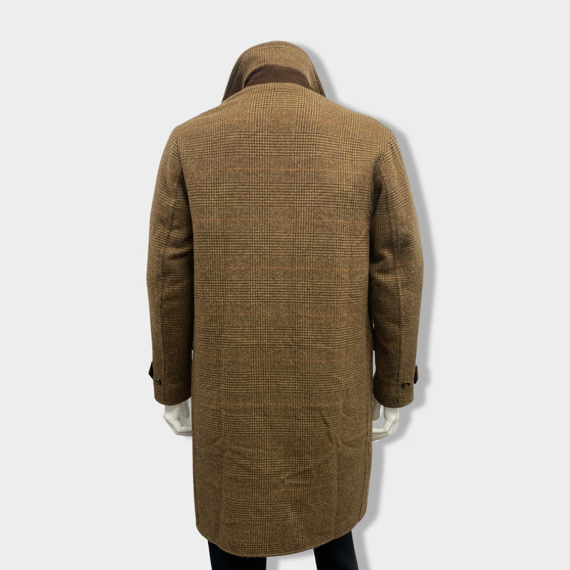 LORO PIANA brown checked double-breasted cashmere coat