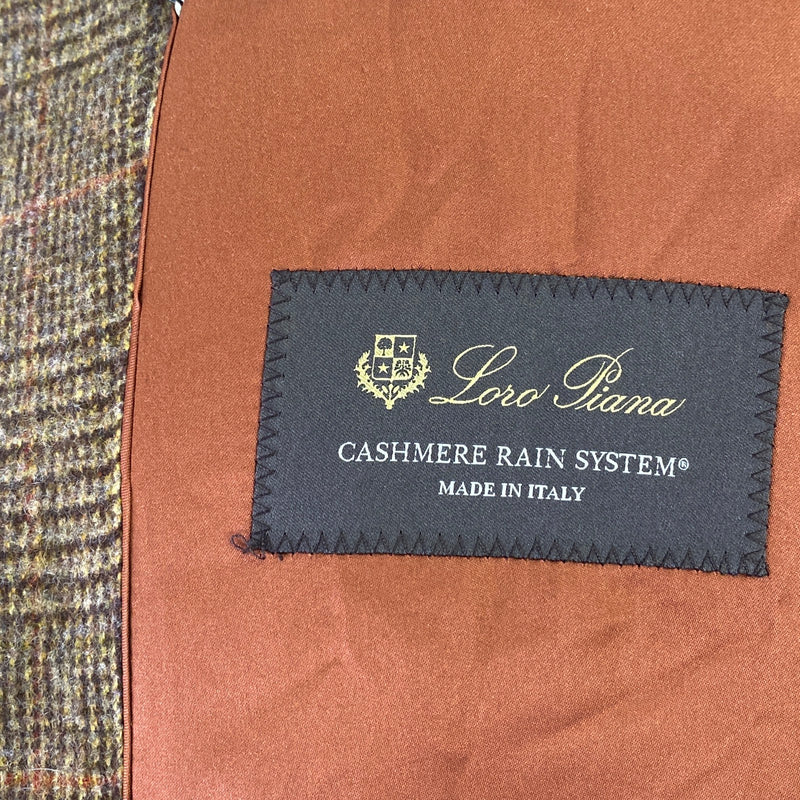 LORO PIANA brown checked double-breasted cashmere coat