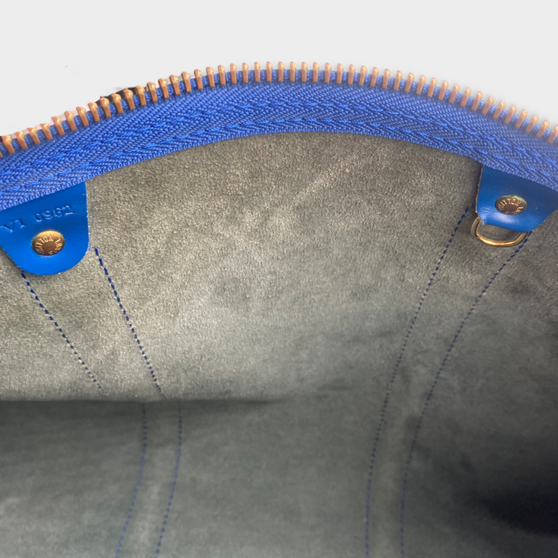 LOUIS VUITTON blue Speedy leather duffle bag