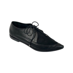 pre-owned Tibi black suede and leather lace-up loafers | Size 39