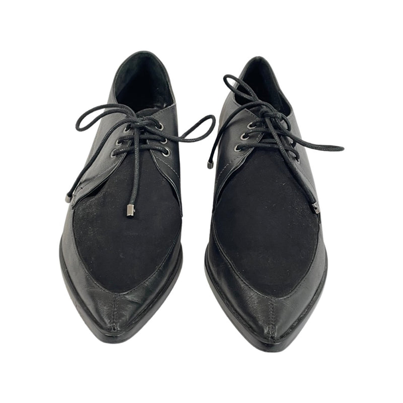 second-hand Tibi black suede and leather lace-up loafers | Size 39
