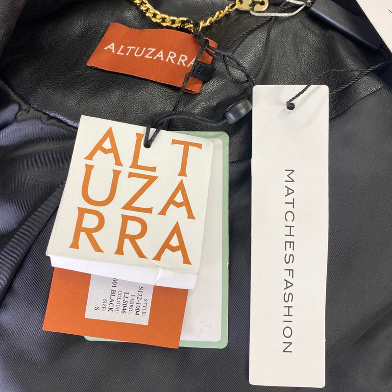 ALTUZARRA black oversized leather puffer belted jacket