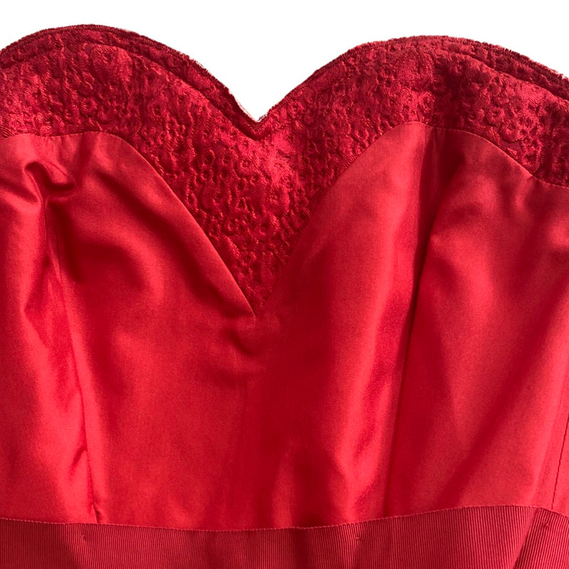 Lanvin red brocade corset mini dress