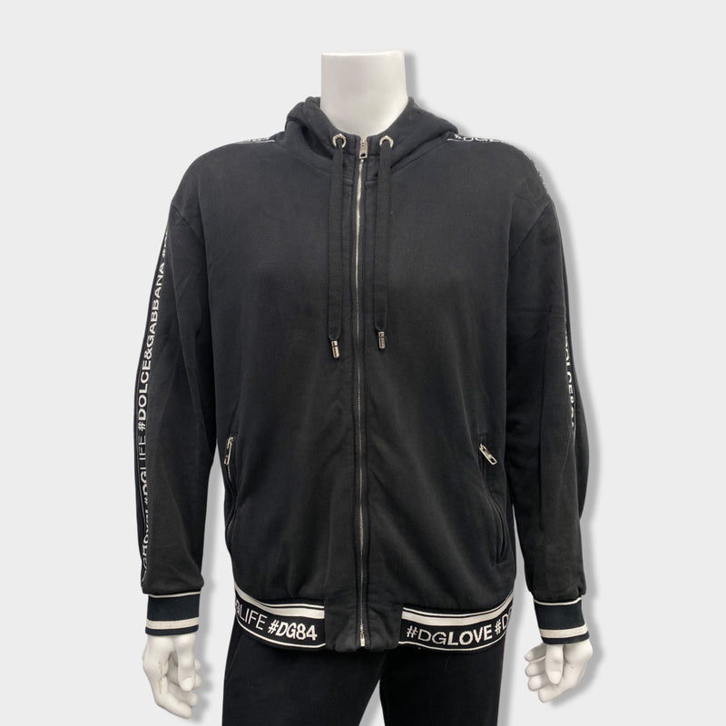 pre-owned DOLCE&GABBANA black cotton zipped sweatshirt | Size IT44