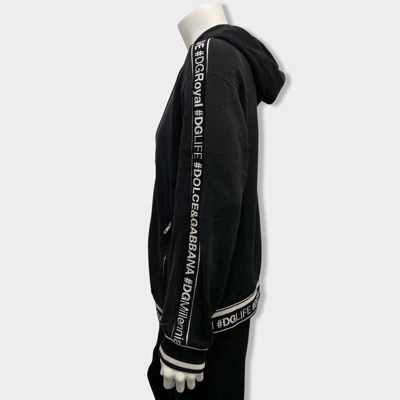 DOLCE&GABBANA black cotton zipped sweatshirt