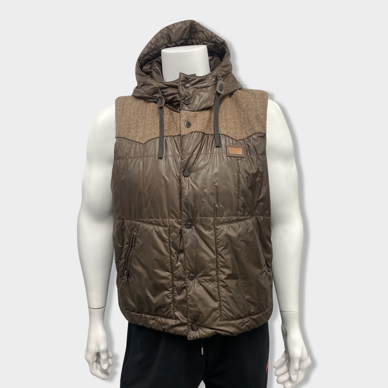 pre-owned DOLCE&GABBANA brown puffer west jacket | Size IT52