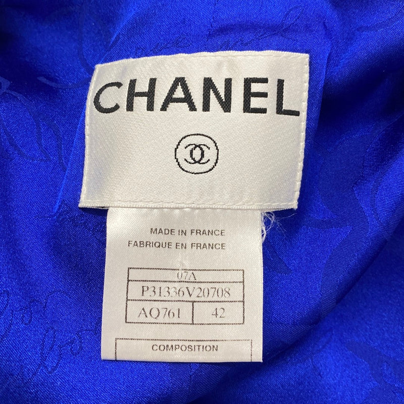 CHANEL electric blue woolen jacket with bows