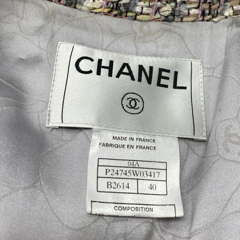 CHANEL pink and baby blue tweed jacket