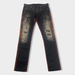 pre-owned ROBERTO CAVALLI orange and black jeans | Size 32