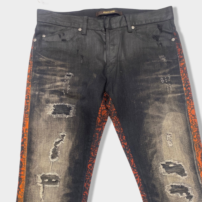 ROBERTO CAVALLI orange and black jeans