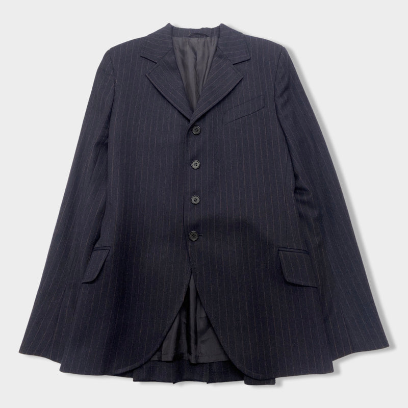 pre-owned ALEXANDER MCQUEEN purple and navy striped woolen jacket | Size IT48