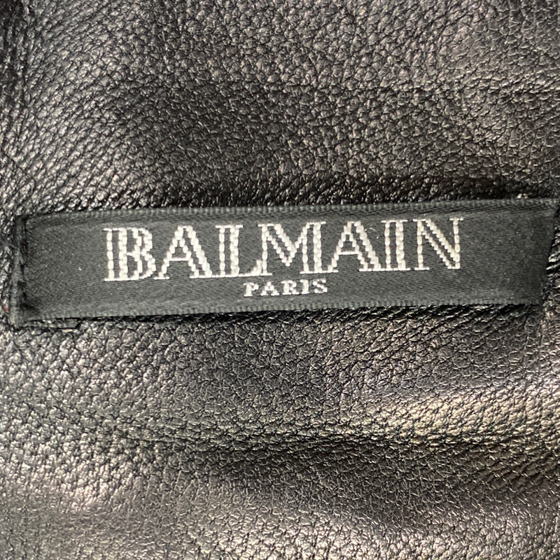 BALMAIN black leather mini skirt