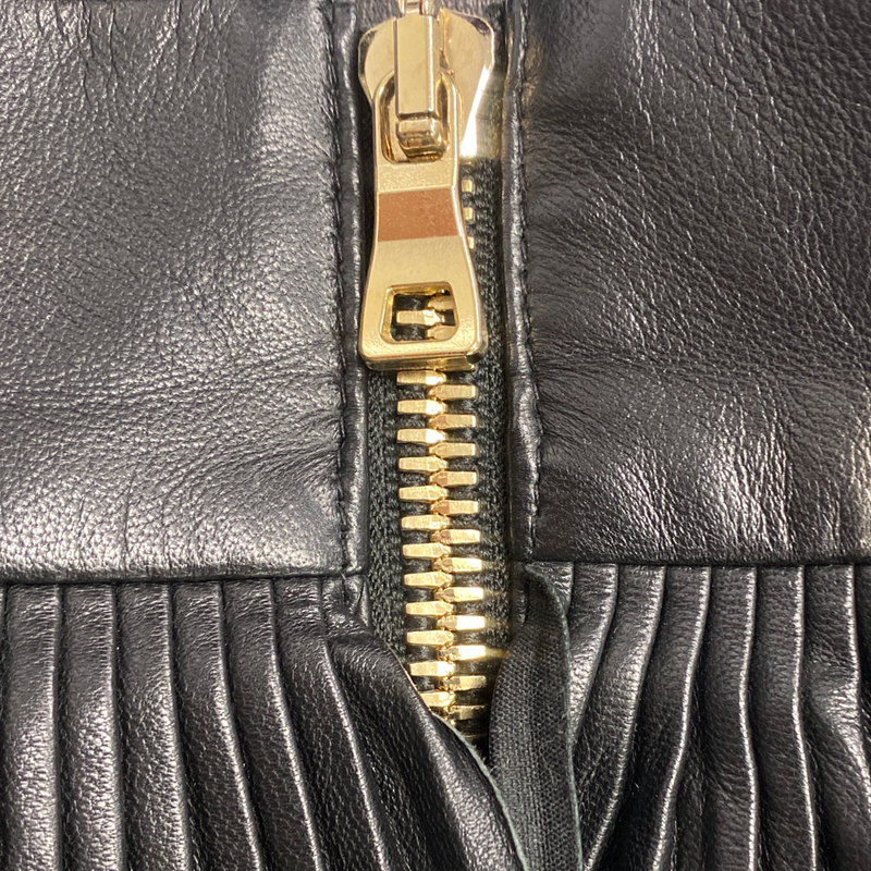 BALMAIN black leather mini skirt