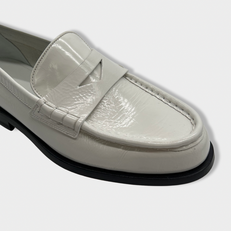 SANTONI white leather loafers