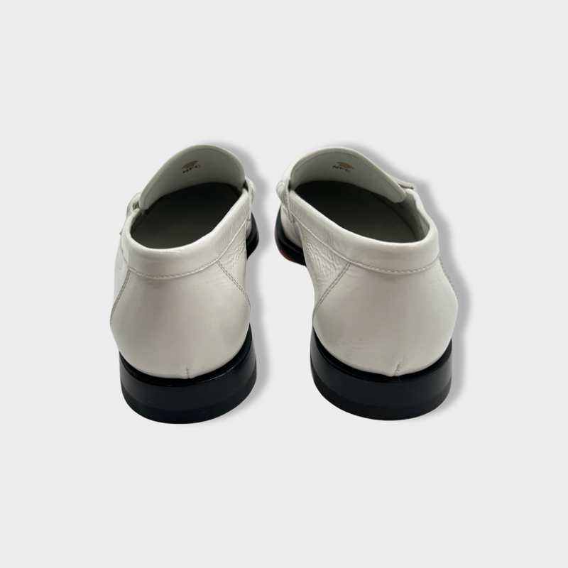 SANTONI white leather loafers