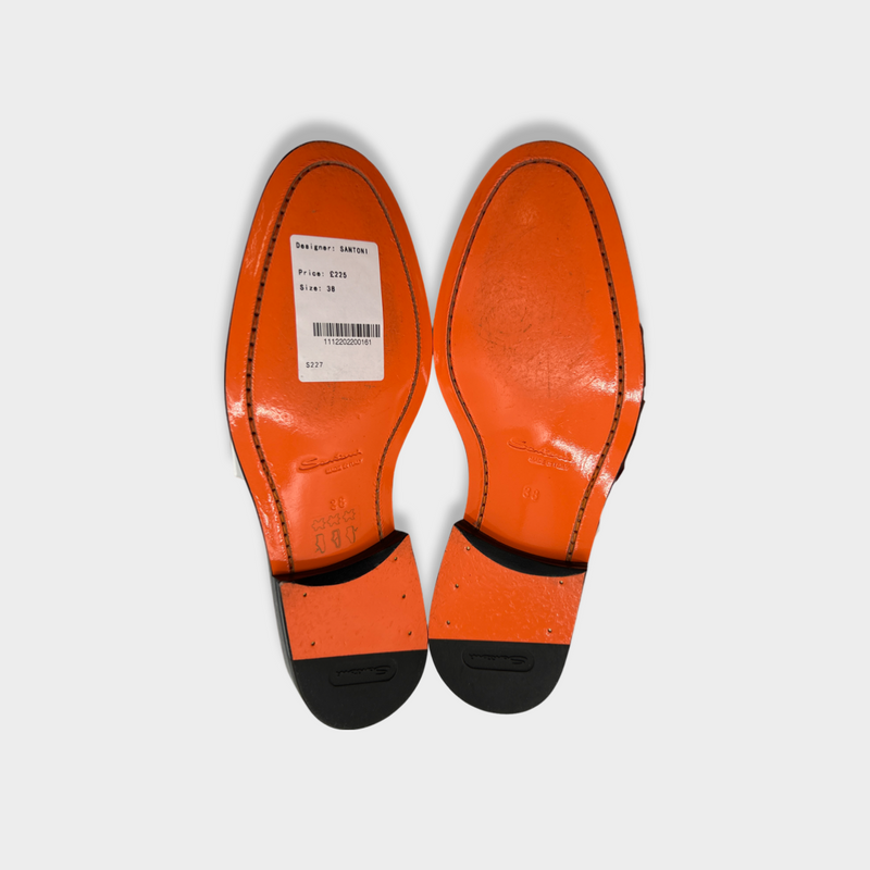 SANTONI white leather loafers