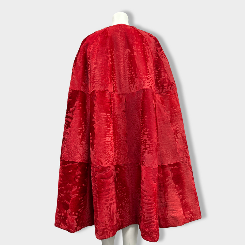 second-hand DOLCE&GABBANA Alta Moda crimson astrakhan fur cape | Size One Size