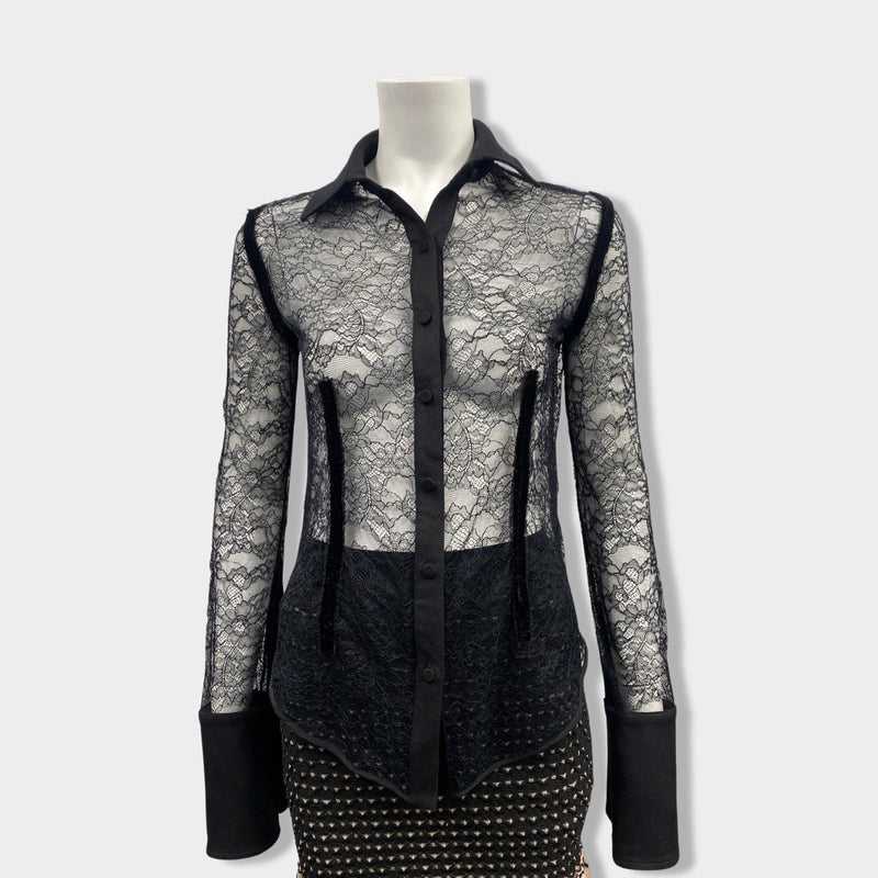 pre-owned ALEXANDER WANG black lace blouse | Size UK6