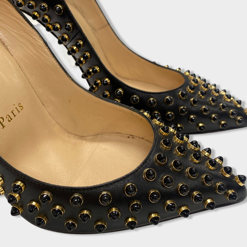 CHRISTIAN LOUBOUTIN black and gold studded pumps