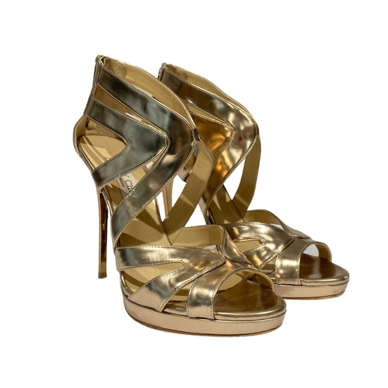 second-hand JIMMY CHOO antique gold sandal heels | Size 39.5