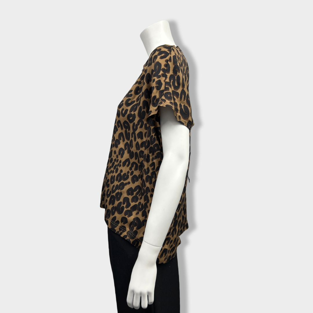 Louis Vuitton Bordeaux Leopard Print Silk Blouse M Louis Vuitton