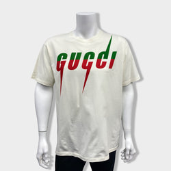 GUCCI logo ecru cotton T-shirt